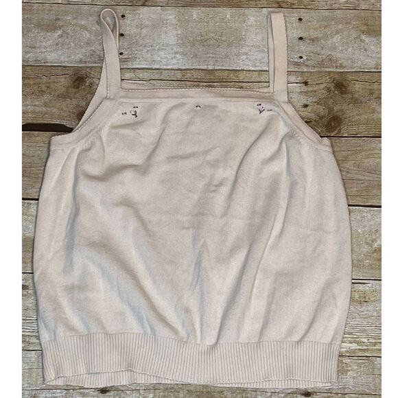 GAP CASUAL WEAR CLASSIC KNIT EMBROIDERED DAINTY FLORAL SWEATER TANK SZ. LARGE - Picture 1 of 3